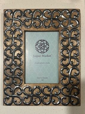 Jaipur Wood Frame with Silver Scroll Accents 069